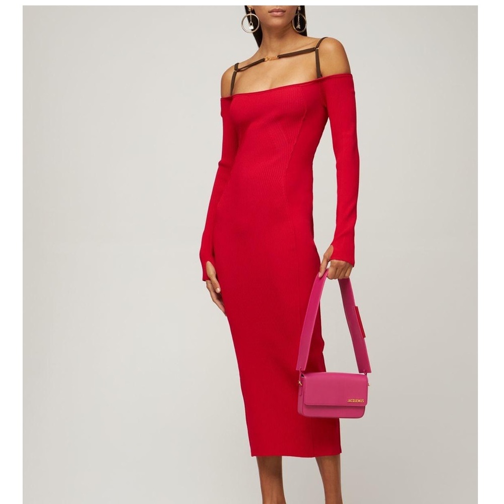 Jacquemus Sierra Knit Midi Dress in Red